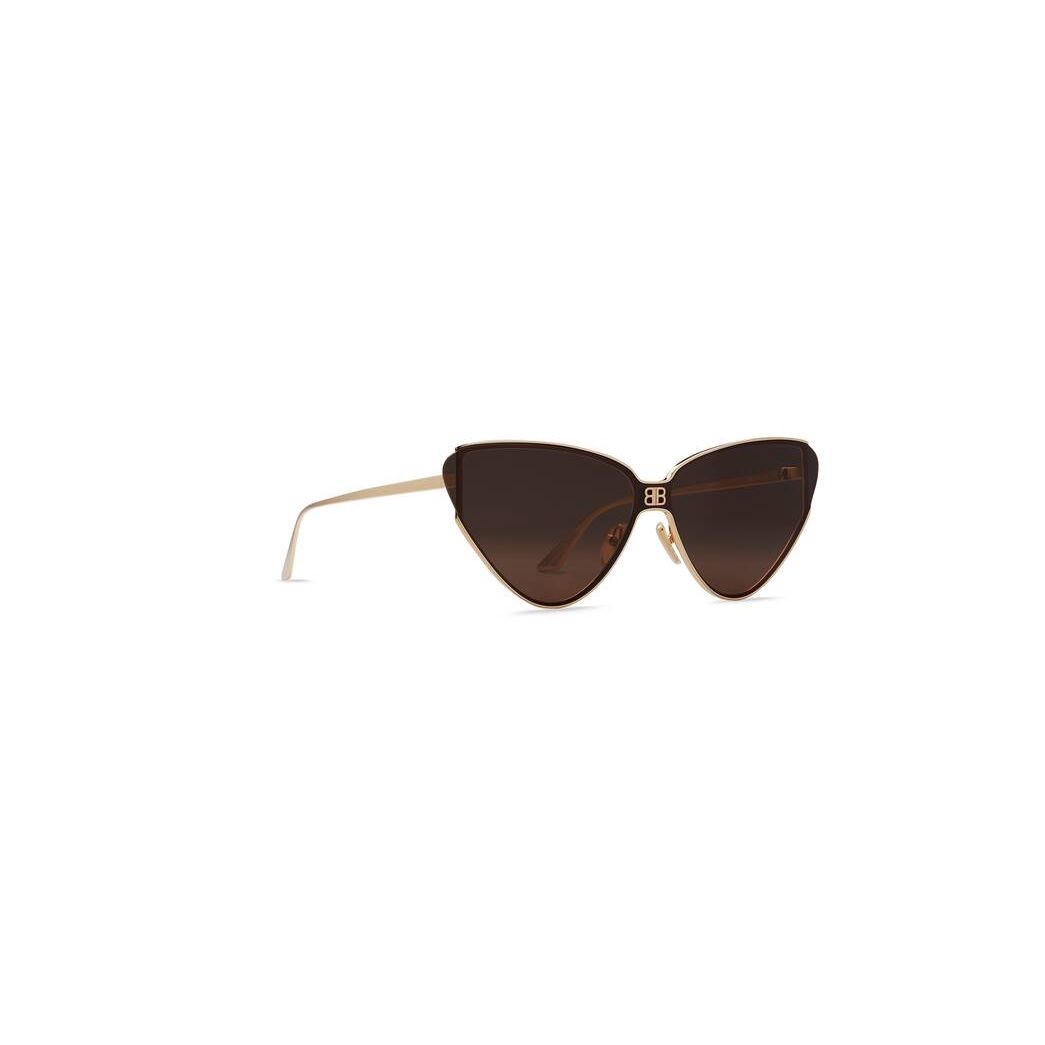 Women's Balenciaga Shield 2.0 Cat Sunglasses Gold | 0831HGCTS