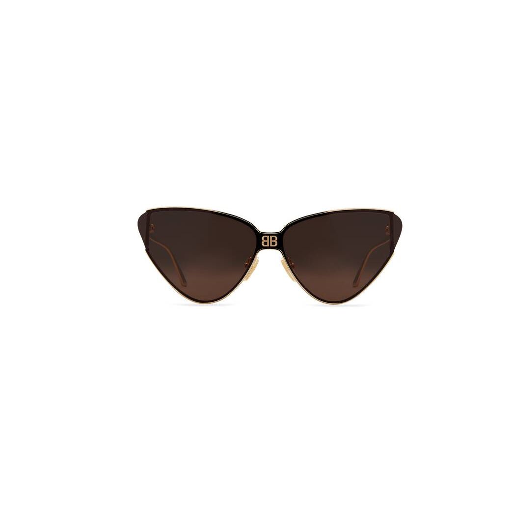 Women\'s Balenciaga Shield 2.0 Cat Sunglasses Gold | 0831HGCTS