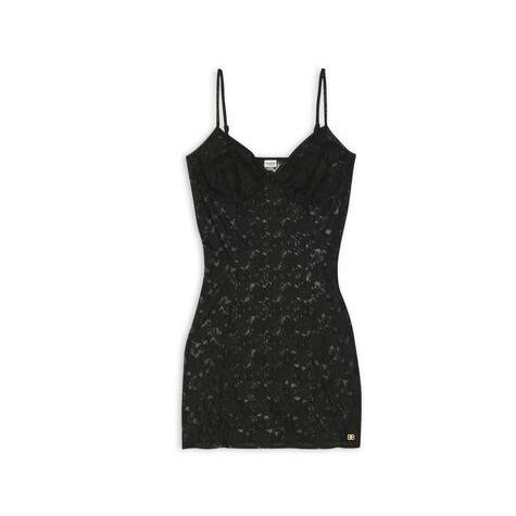 Women's Balenciaga Short Lace Dress Skirts Black | 7091MAWEU