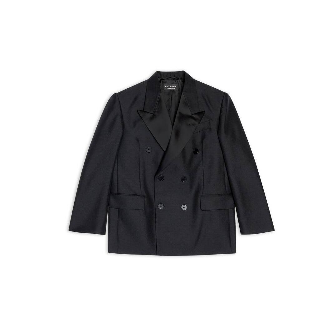 Women's Balenciaga Shrunk Tuxedo Jackets Black | 6832OGXKZ