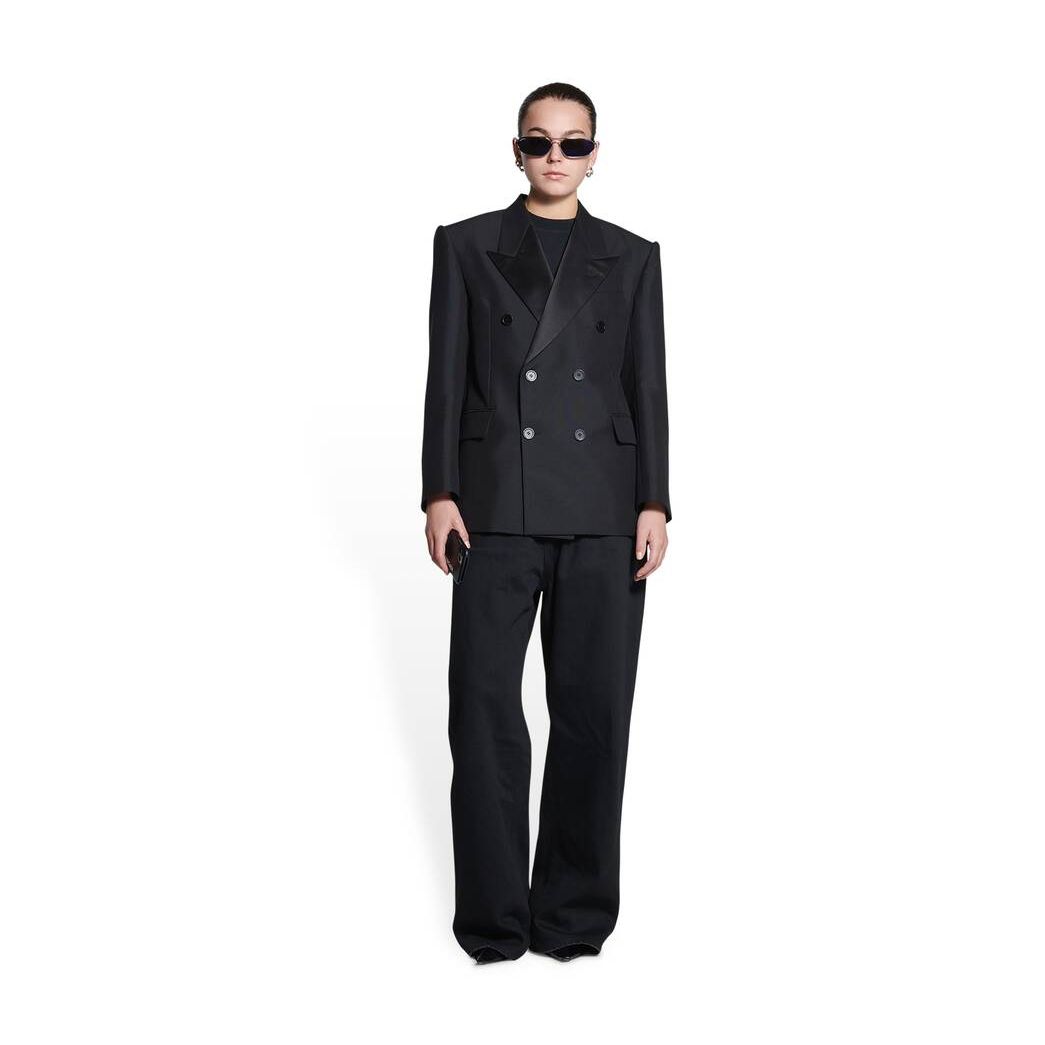 Women\'s Balenciaga Shrunk Tuxedo Jackets Black | 6832OGXKZ