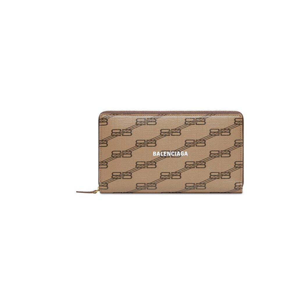 Women\'s Balenciaga Signature Continental Bb Monogram Coated Canvas Wallets Beige | 6850VISQJ