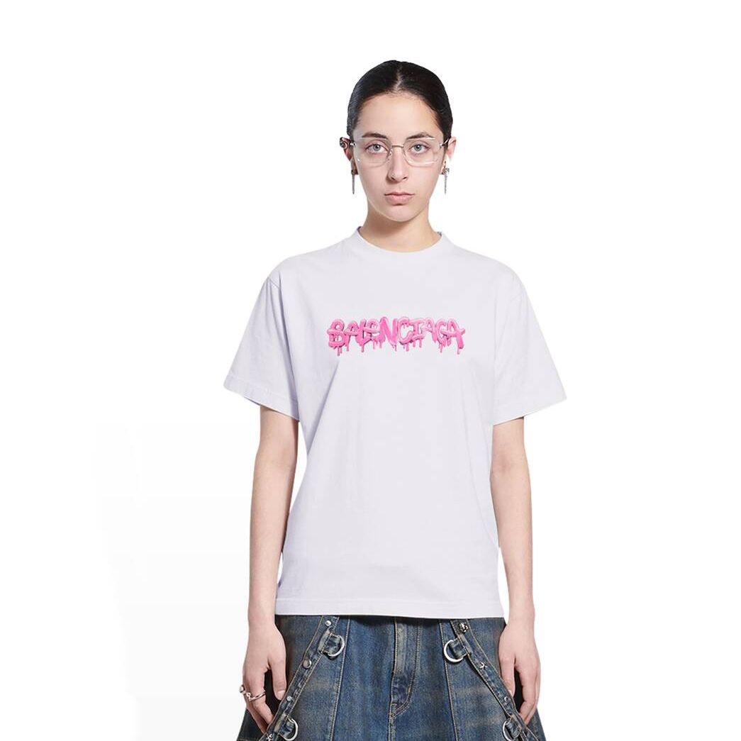 Women's Balenciaga Slime Medium Fit T Shirts White | 1395NWHYS