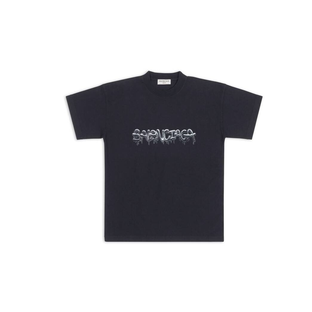 Women's Balenciaga Slime Medium Fit T Shirts Black | 5172BTYAD