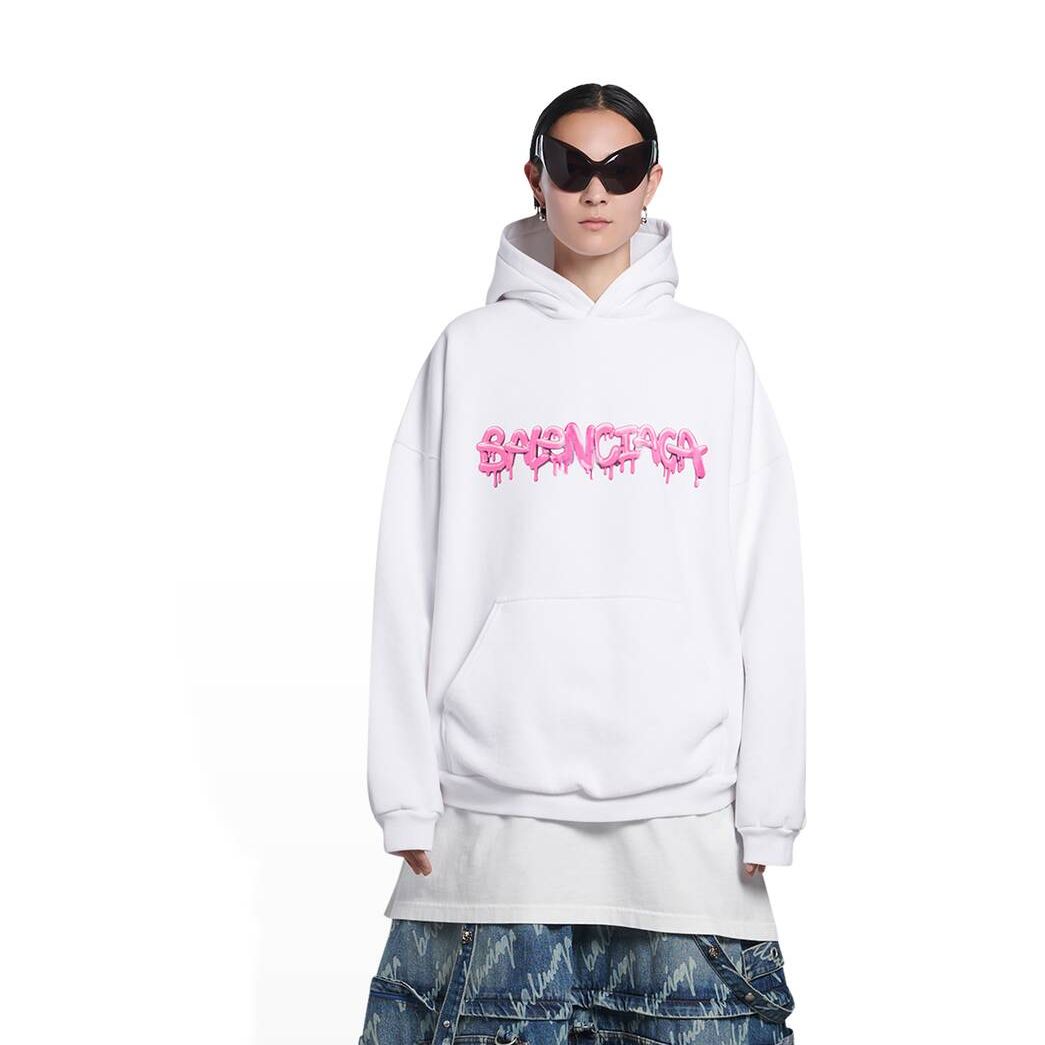 Women's Balenciaga Slime Wide Fit Hoodie White | 4896XSRWV