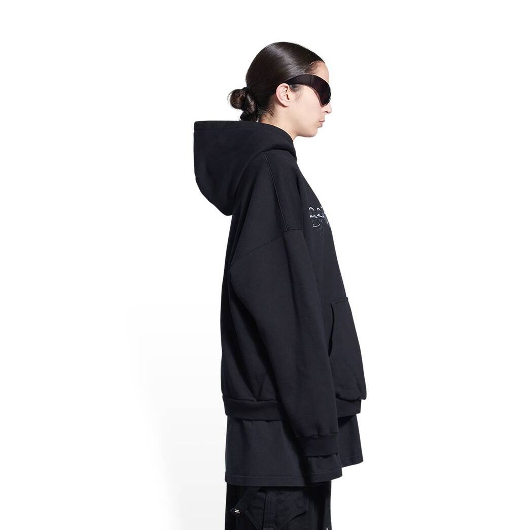 Women's Balenciaga Slime Wide Fit Hoodie Black | 6159OFMIV