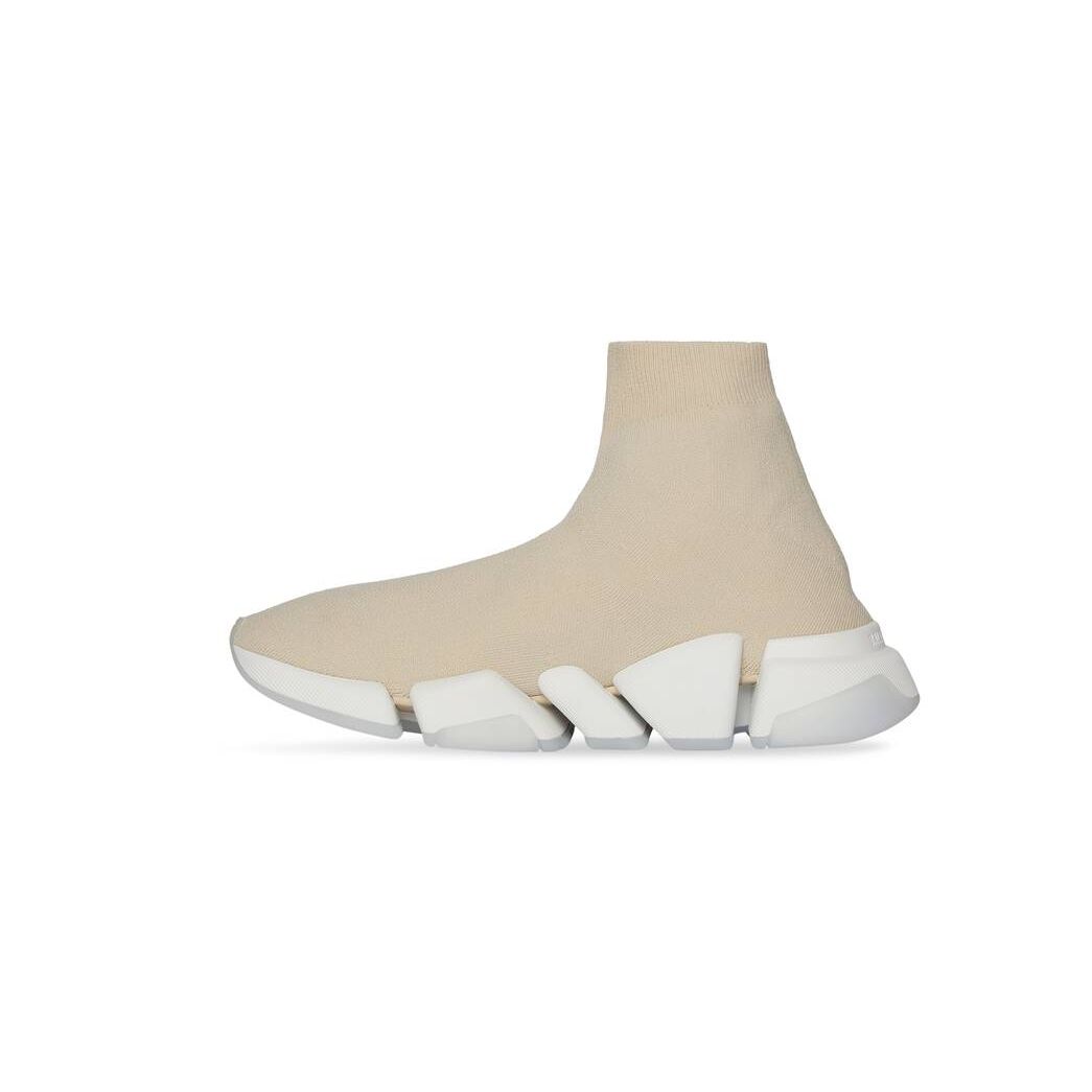 Women's Balenciaga Speed 2.0 Recycled Knit With Transparent Sole Sneakers Beige | 7180XWOZA