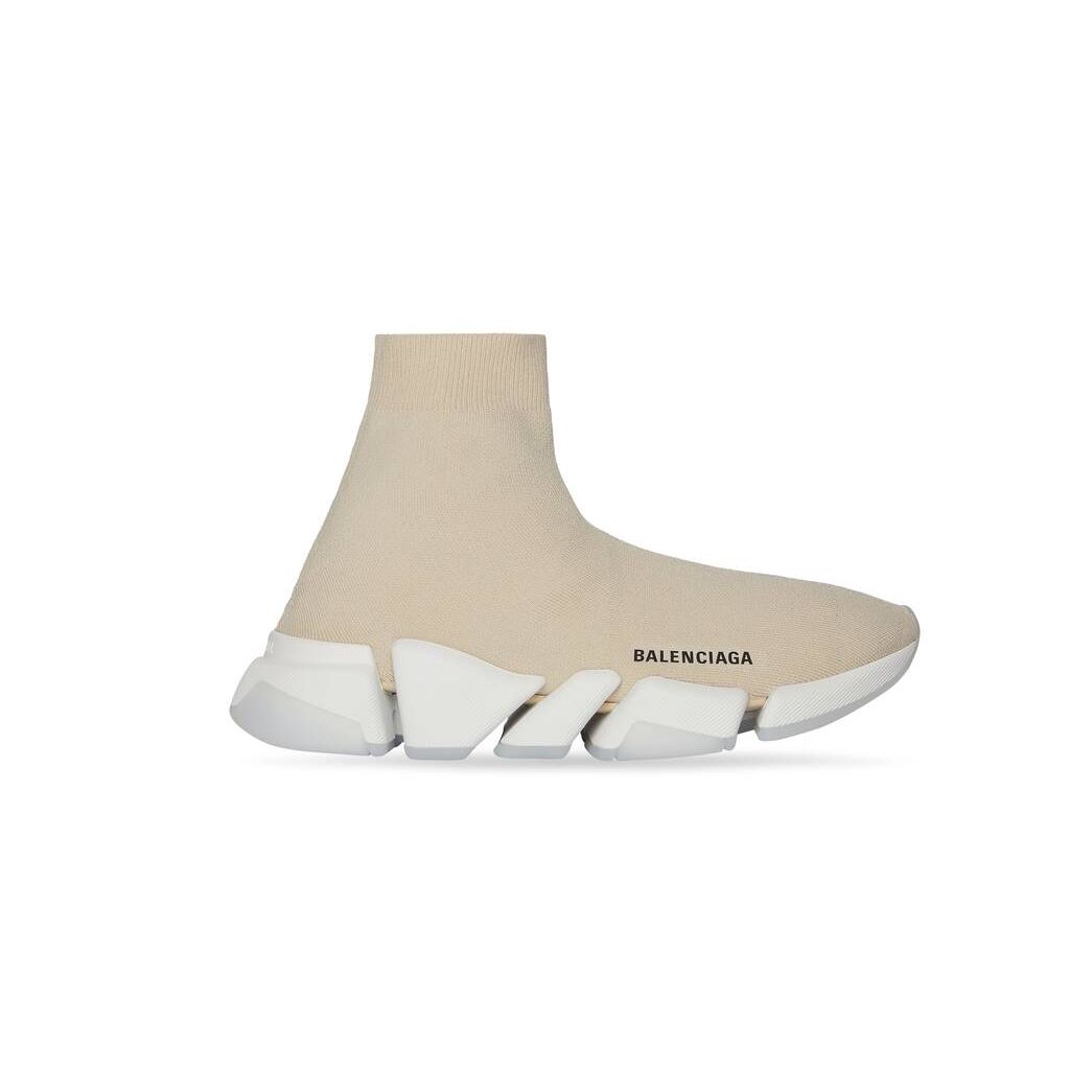 Women\'s Balenciaga Speed 2.0 Recycled Knit With Transparent Sole Sneakers Beige | 7180XWOZA