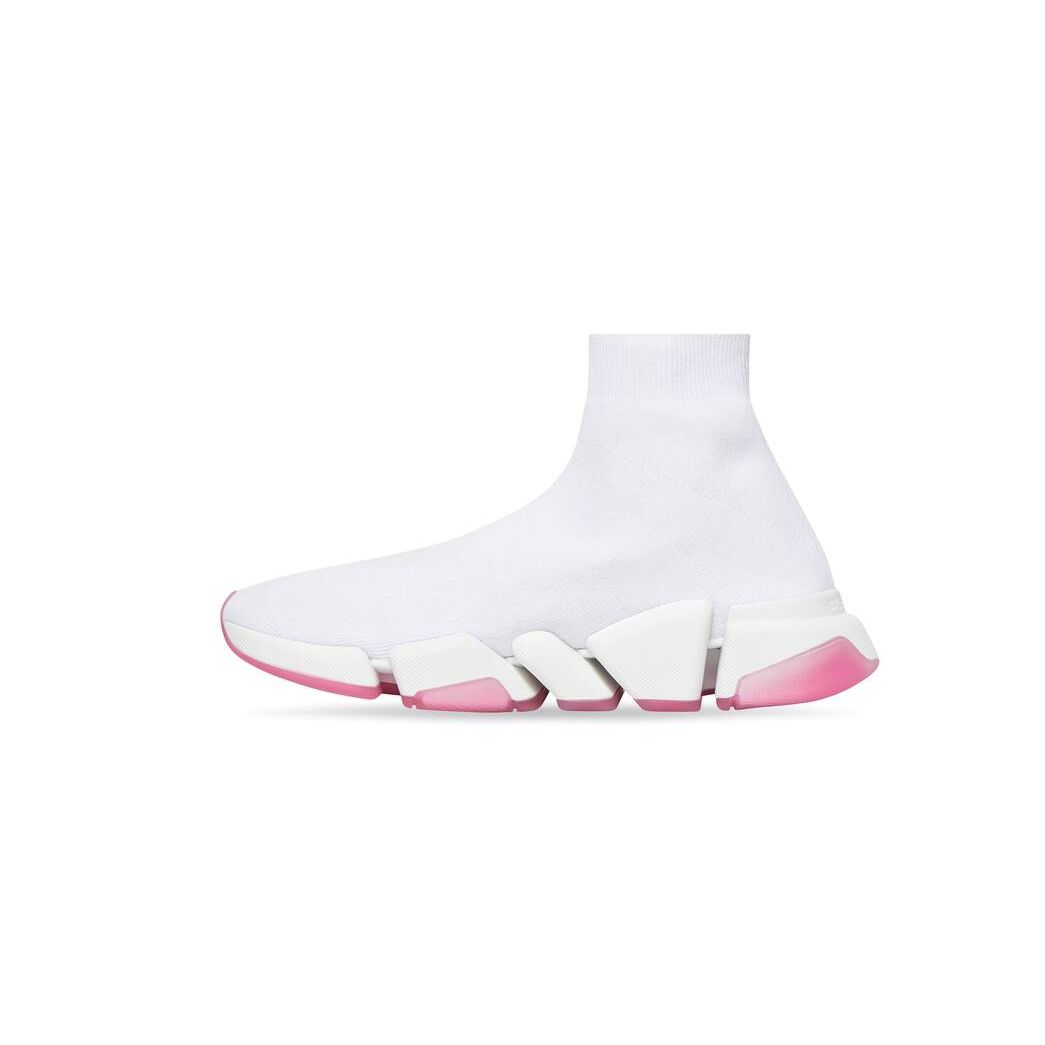 Women's Balenciaga Speed 2.0 Recycled Knit With Transparent Sole Sneakers White | 8301LANGH