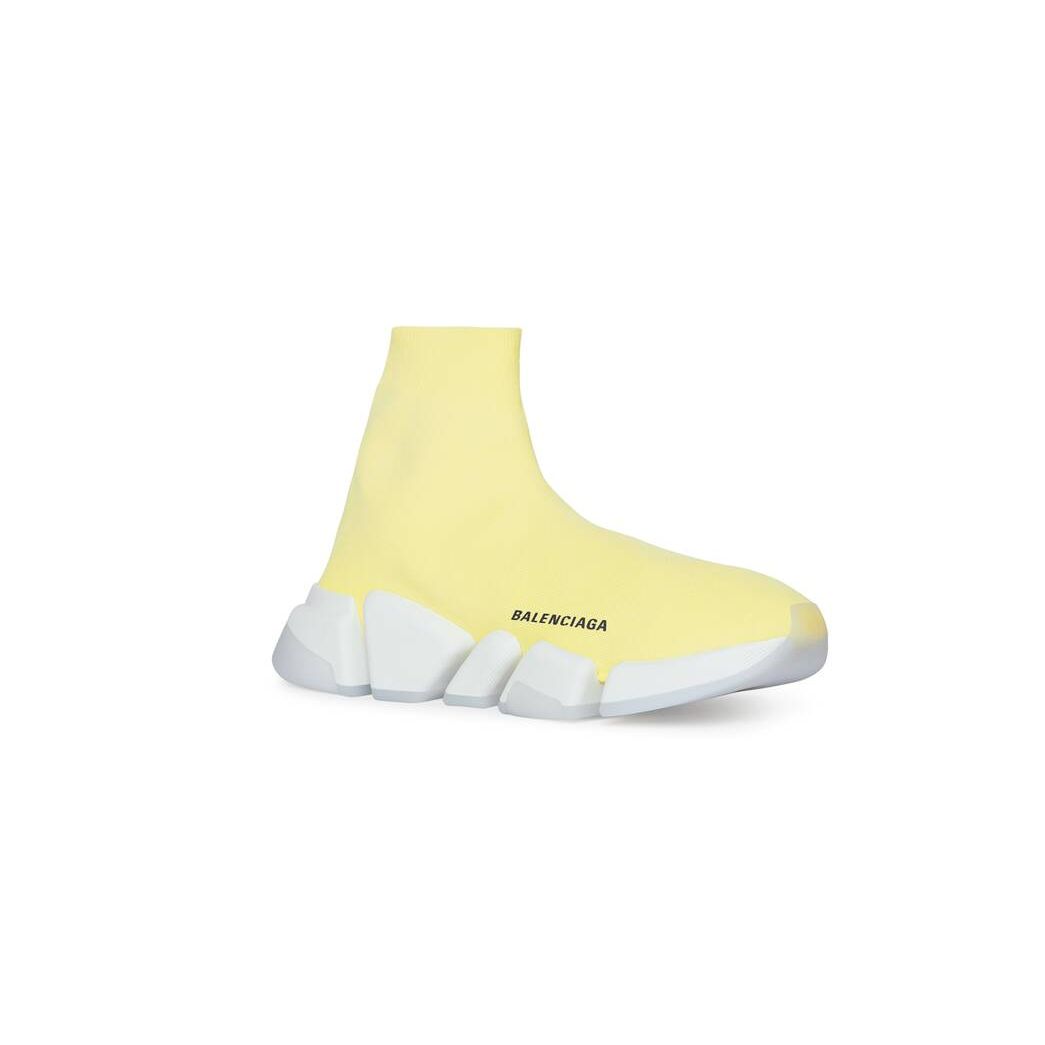 Women's Balenciaga Speed 2.0 Recycled Knit With Transparent Sole Sneakers Yellow | 9317REXWZ