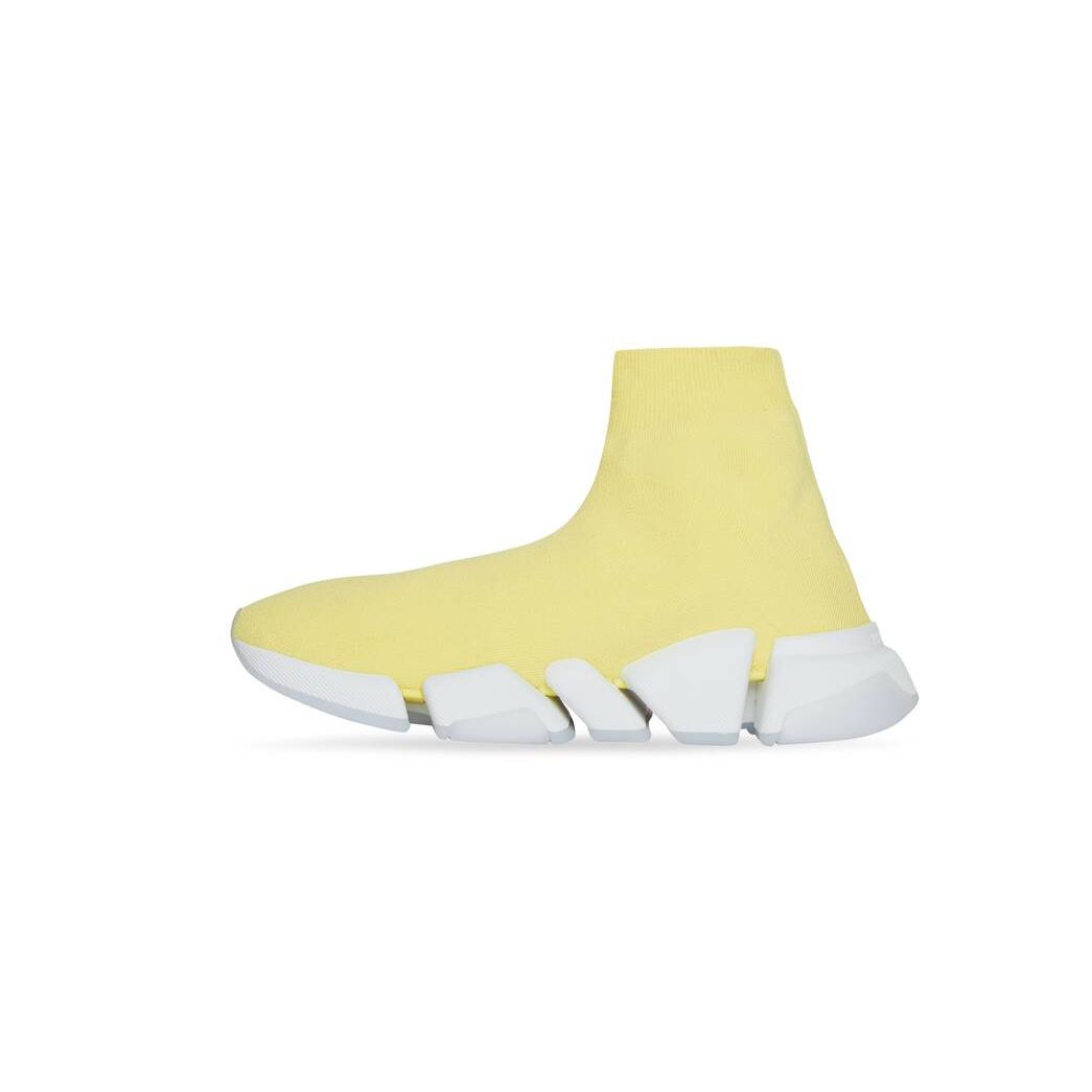 Women's Balenciaga Speed 2.0 Recycled Knit With Transparent Sole Sneakers Yellow | 9317REXWZ