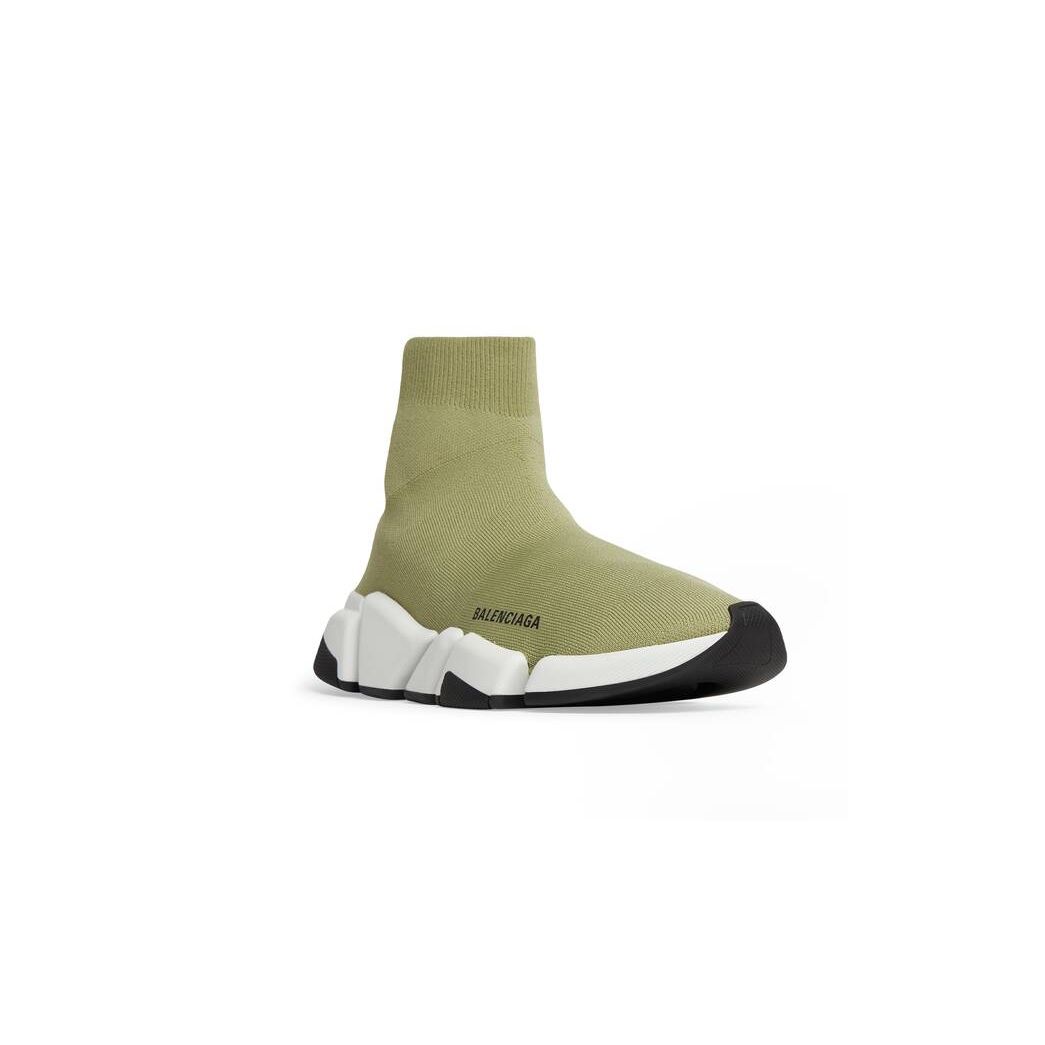 Women's Balenciaga Speed 2.0 Recycled Knit With Bicolor Sole Sneakers Green | 9645QVPCW