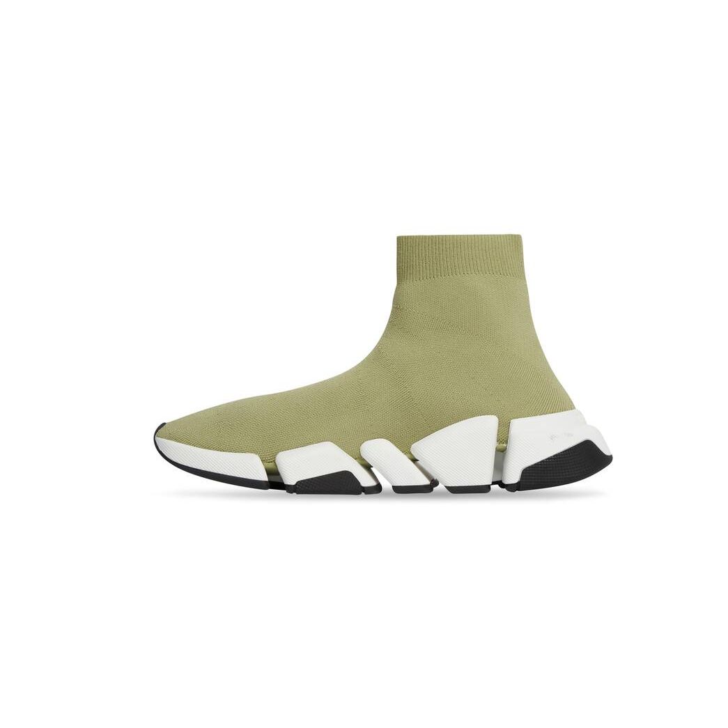 Women's Balenciaga Speed 2.0 Recycled Knit With Bicolor Sole Sneakers Green | 9645QVPCW