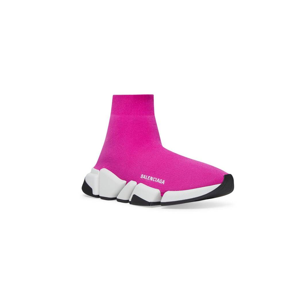 Women's Balenciaga Speed 2.0 Recycled Knit With Bicolor Sole Sneakers Dark Pink | 9712IYATM