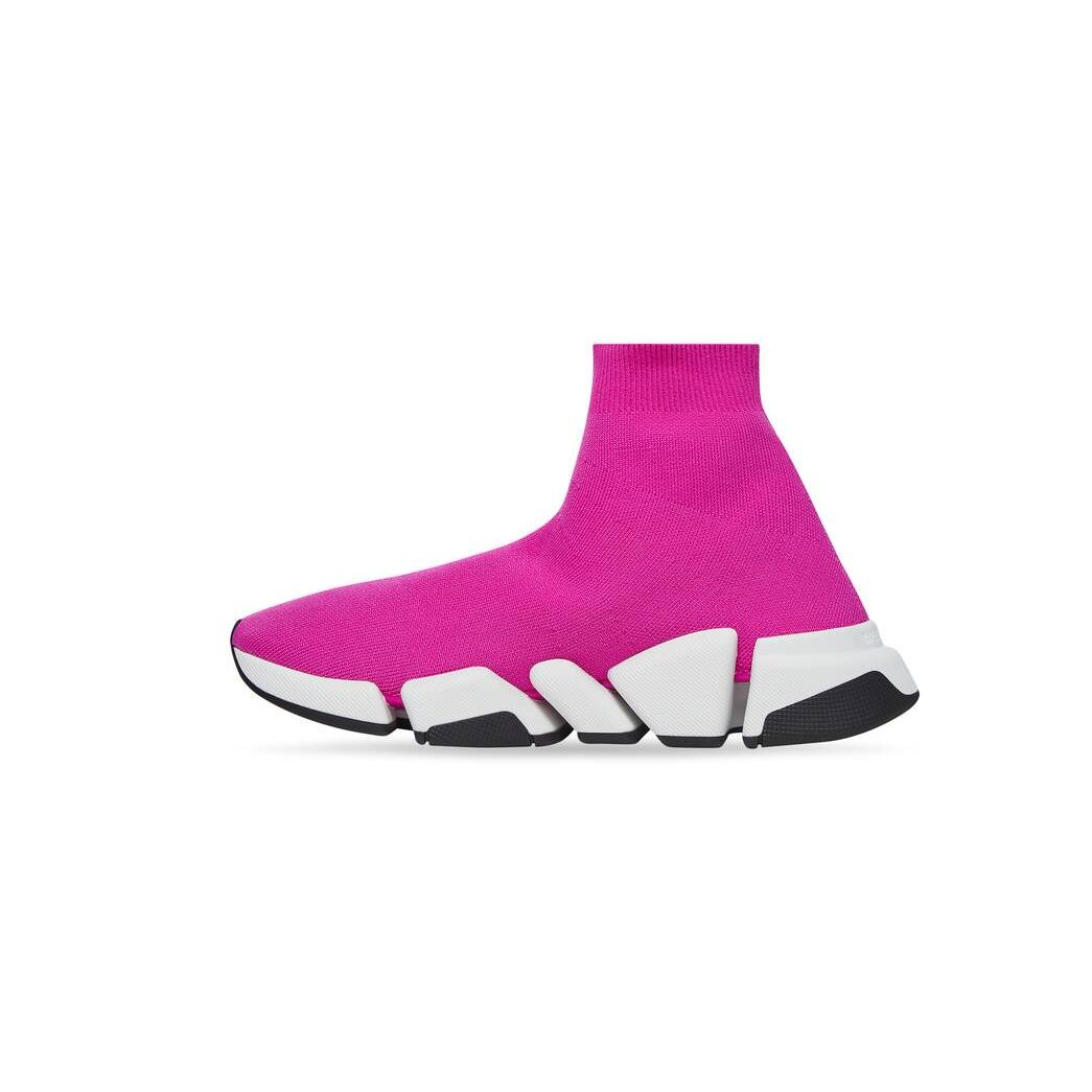 Women's Balenciaga Speed 2.0 Recycled Knit With Bicolor Sole Sneakers Dark Pink | 9712IYATM