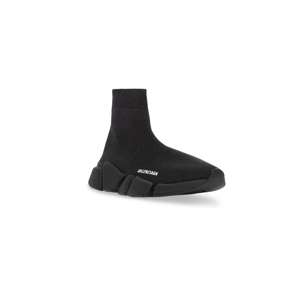 Women's Balenciaga Speed 2.0 Shiny Sneakers Black | 0519FDKCQ