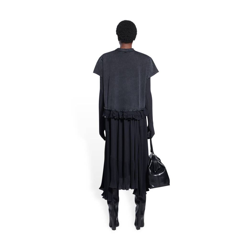 Women's Balenciaga Sporty B T-shirt Dress Skirts Black | 1520QCZJR