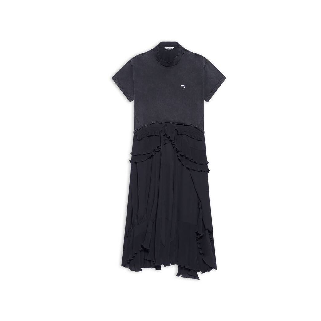 Women's Balenciaga Sporty B T-shirt Dress Skirts Black | 1520QCZJR