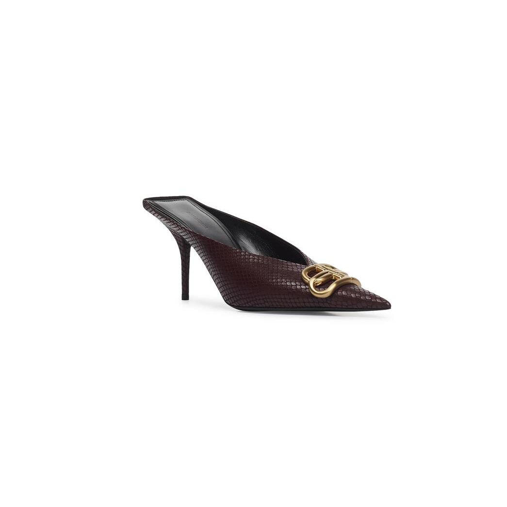 Women's Balenciaga Square Knife Bb 80mm Mule Pumps Burgundy | 8619IUCTA