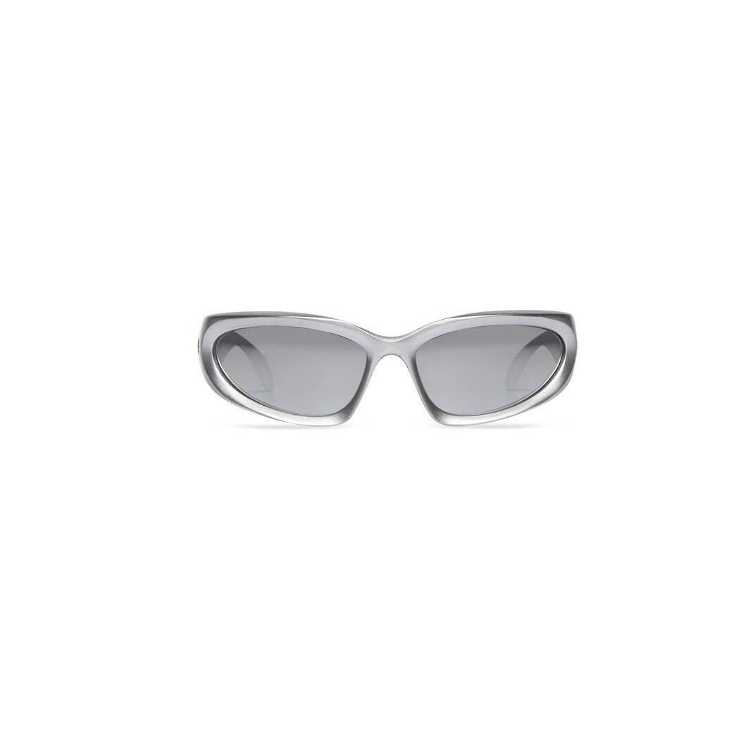 Women\'s Balenciaga Swift Oval Sunglasses Silver | 0251KBSCR