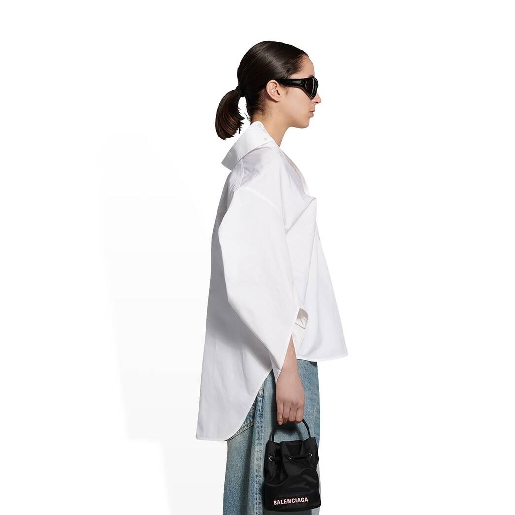 Women's Balenciaga Swing Twisted Shirt Tops White | 3607CGJSP