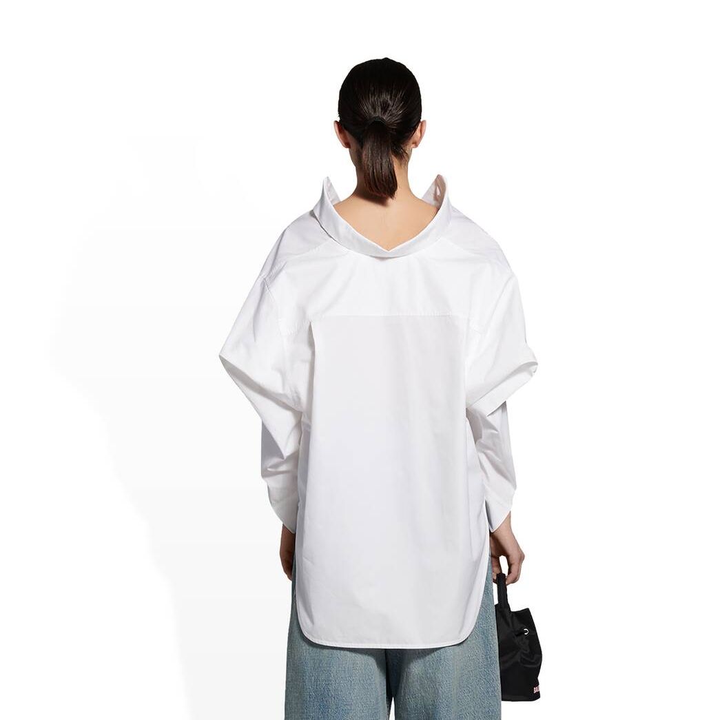 Women's Balenciaga Swing Twisted Shirt Tops White | 3607CGJSP