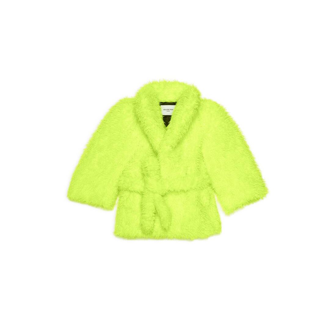 Women's Balenciaga Teddy Sleeve Jackets Yellow | 4918JLVGC