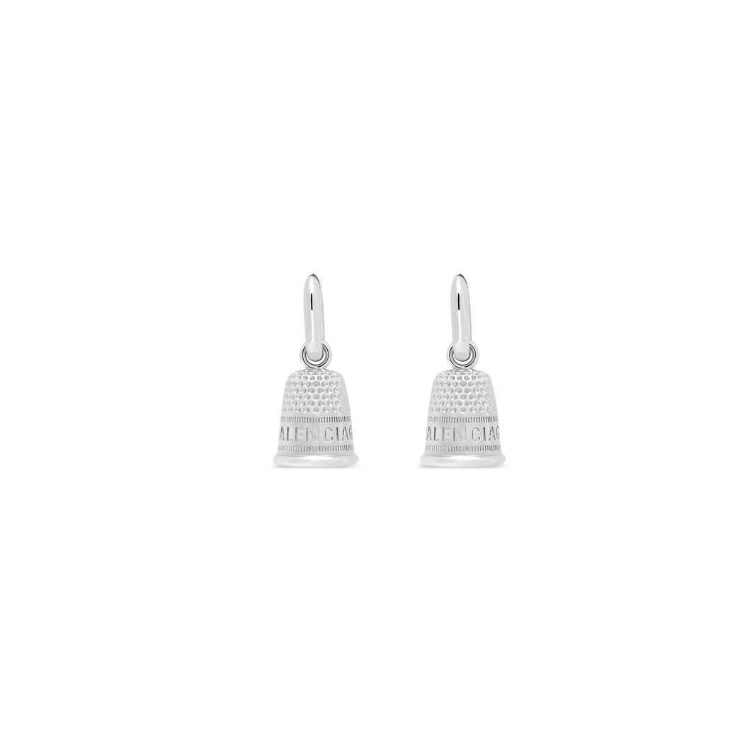 Women\'s Balenciaga Thimble Earrings Jewelry Silver | 1230RLWCE