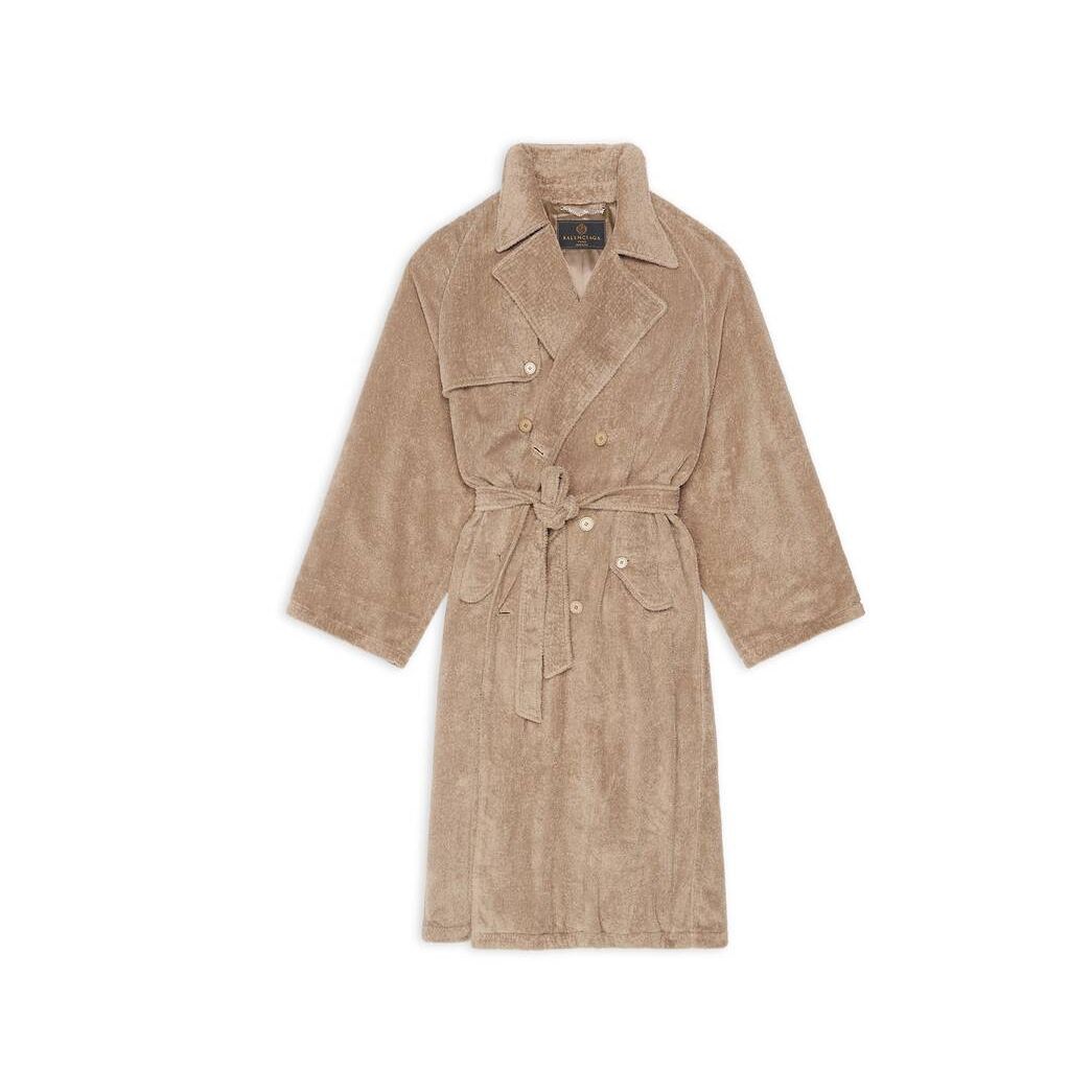 Women's Balenciaga Towel Trench Coat Jackets Beige | 2059NJRFA