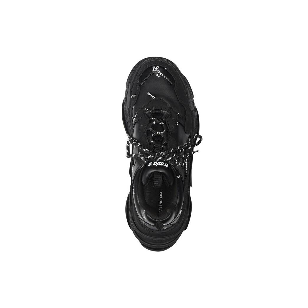 Women's Balenciaga Triple S Allover Logo Sneakers Black | 4630TGNSR