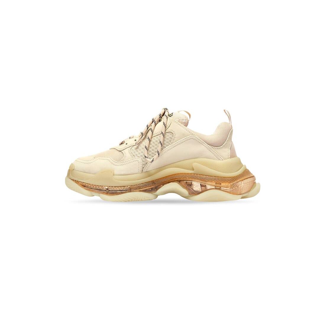 Women's Balenciaga Triple S Clear Sole Sneakers Beige | 3047MZWUD