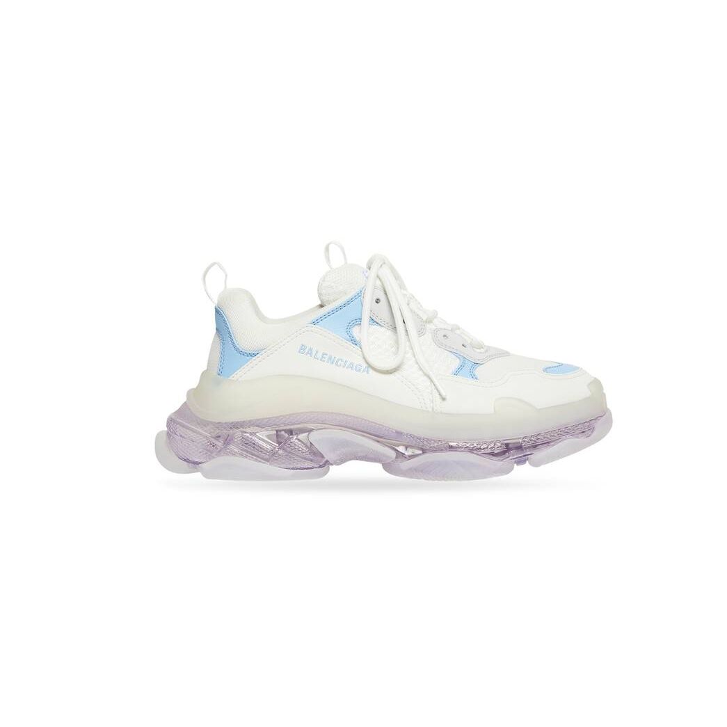 Women\'s Balenciaga Triple S Clear Sole Sneakers Light Blue | 8439DPUWM