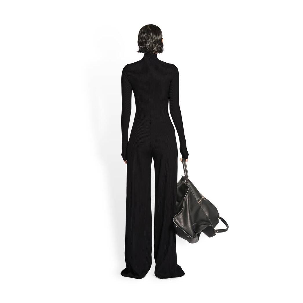 Women's Balenciaga Turtleneck Overall Pants Black | 7658QRDGZ