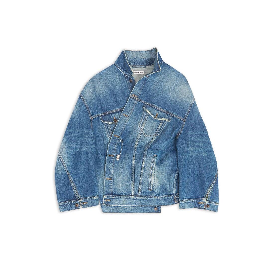 Women's Balenciaga Twisted Sleeve Jackets Blue | 1573QYNDF