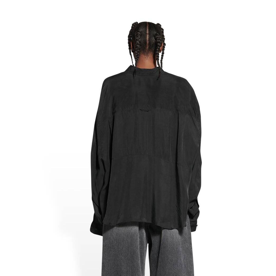 Women's Balenciaga Twisted Sleeve Shirt Tops Black | 7045VUHST