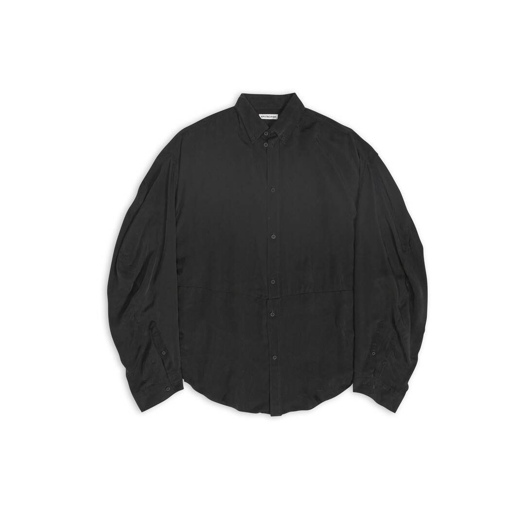 Women's Balenciaga Twisted Sleeve Shirt Tops Black | 7045VUHST