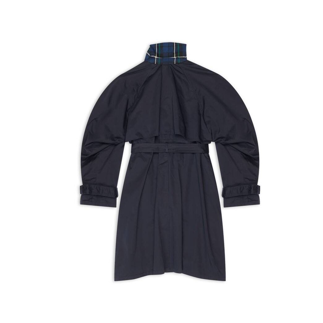 Women's Balenciaga Twisted Sleeve Trench Jackets Navy Blue | 1387WVAHE