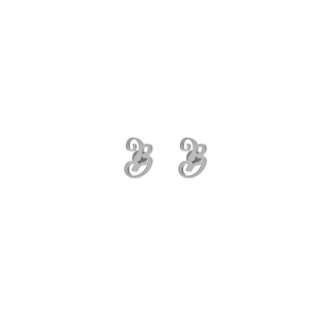 Women\'s Balenciaga Typo B Earrings Jewelry Silver | 2176LTHXP