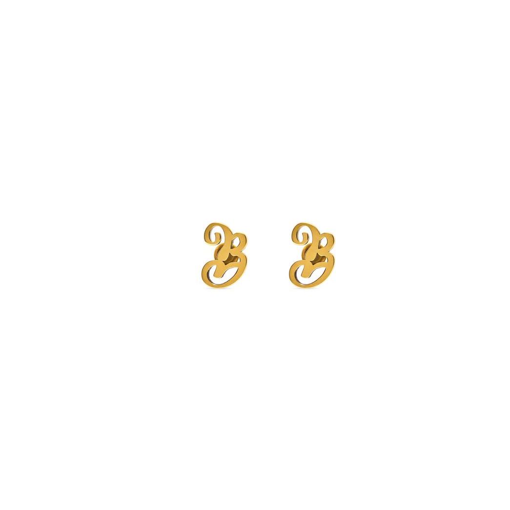 Women\'s Balenciaga Typo B Earrings Jewelry Gold | 7954AUDIH