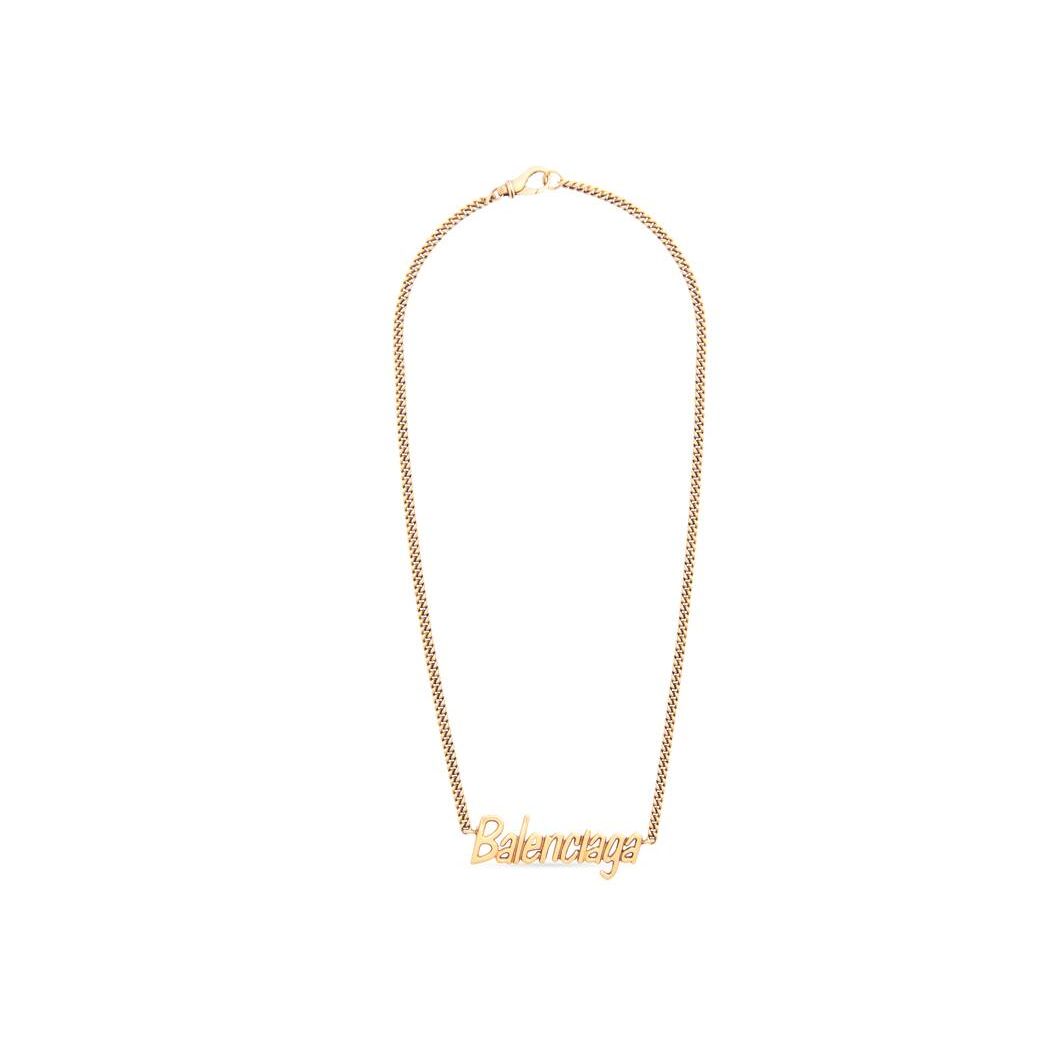 Women\'s Balenciaga Typo Necklace Jewelry Gold | 7982PLGWQ