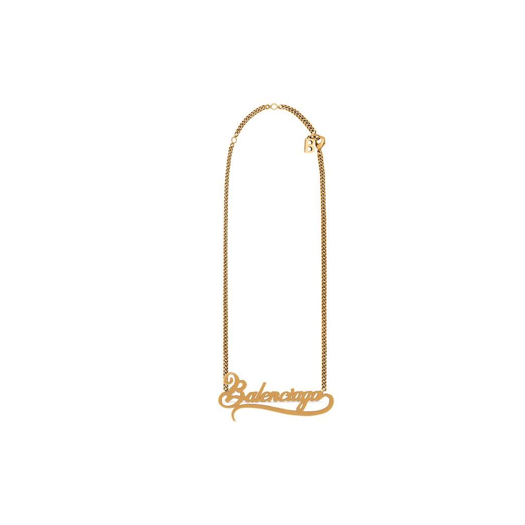 Women\'s Balenciaga Typo Valentine Necklace Jewelry Gold | 5609RSQWV