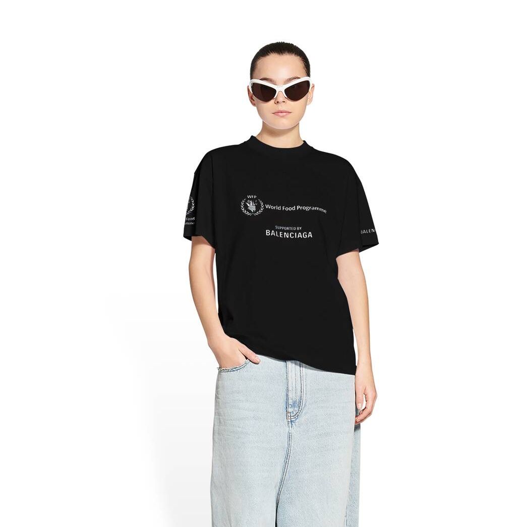 Women's Balenciaga Wfp Medium Fit T Shirts Black | 5167MZRHL