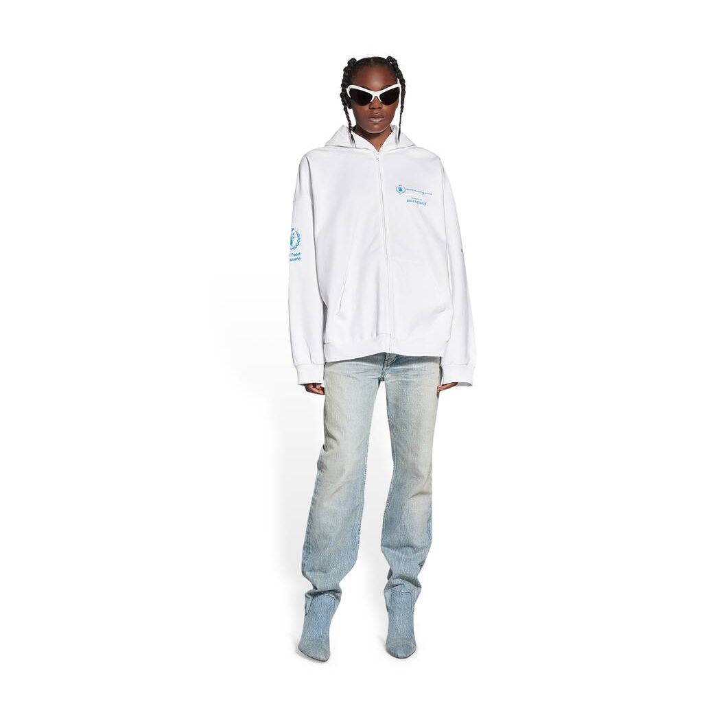 Women\'s Balenciaga Wfp Zip-up Wide Fit Hoodie White | 6594BCWZA