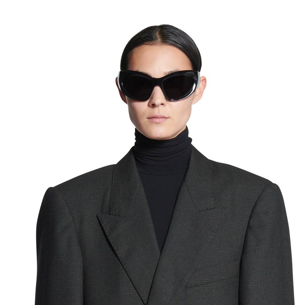 Women's Balenciaga Wrap D-frame Sunglasses Black | 2643CHDKM