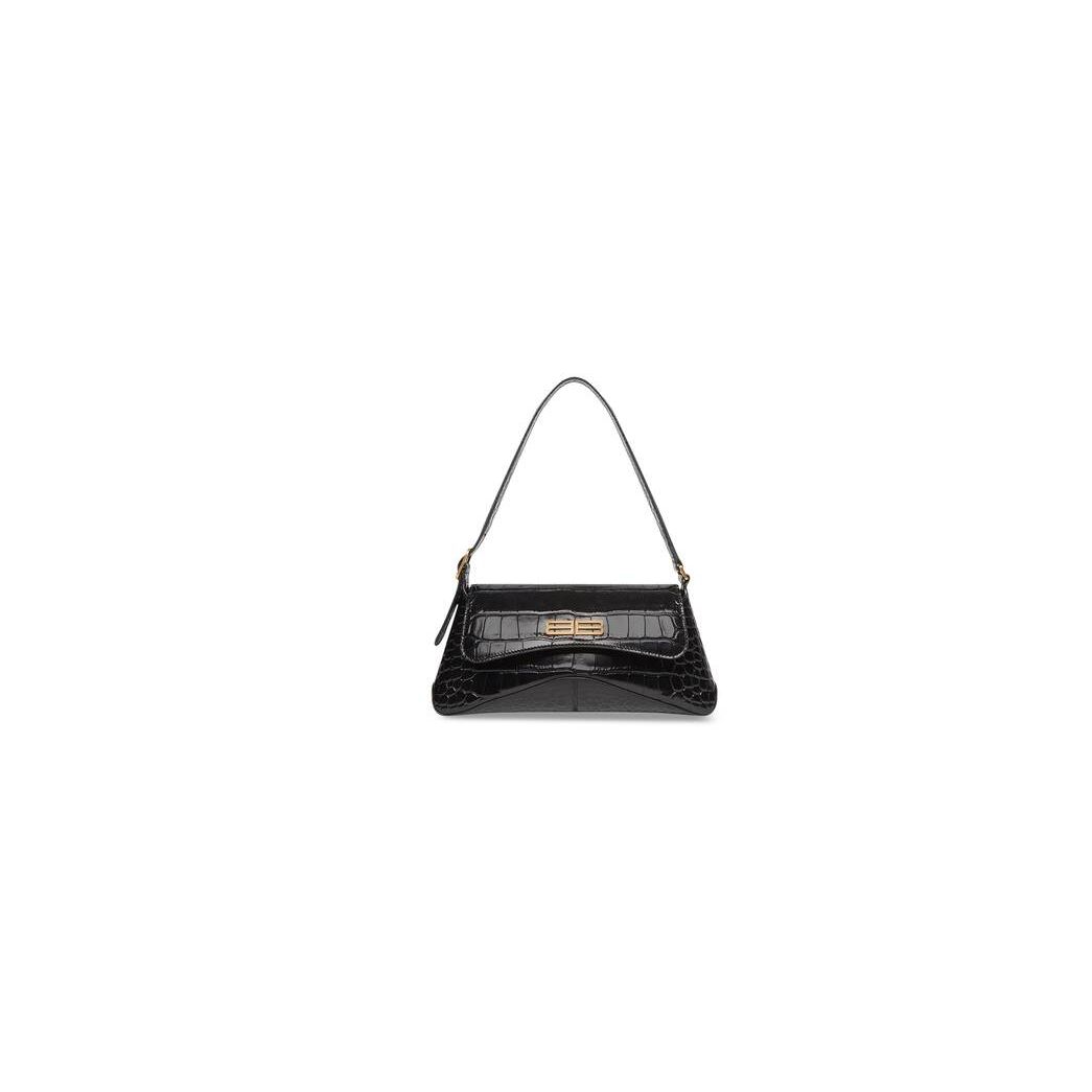 Women\'s Balenciaga Xx Small Flap Crocodile Embossed Shoulder Bags Black | 3189OABZC