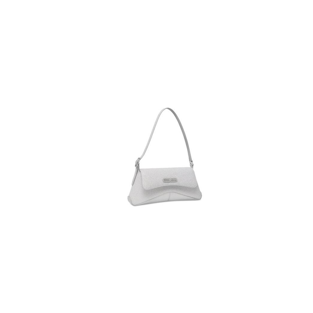 Women's Balenciaga Xx Small Flap Sparkling Fabric Shoulder Bags Silver | 8130ODYNV