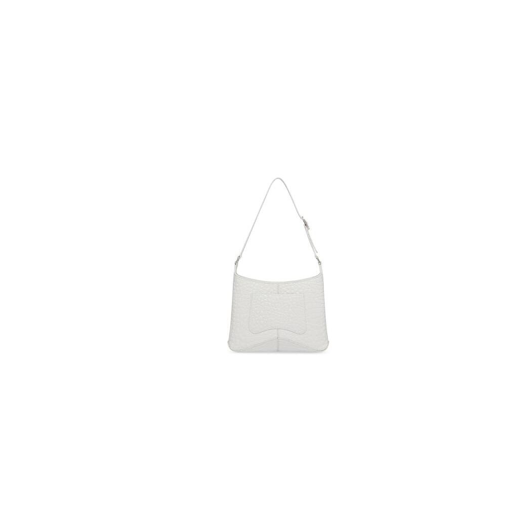 Women's Balenciaga Xx Small Hobo Crocodile Embossed Handbag White | 9507ITKXA